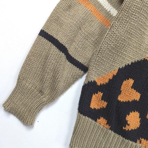 Vintage Colter Bay Cardigan Adult Size Medium Tan Animal Patch Sweater - Picture 3 of 6